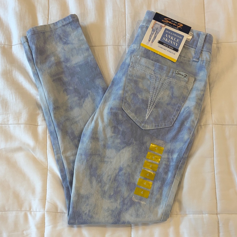 Seven7 Women's Light Blue Tie-Dye Ankle Skinny Jeans Size 4 NEW